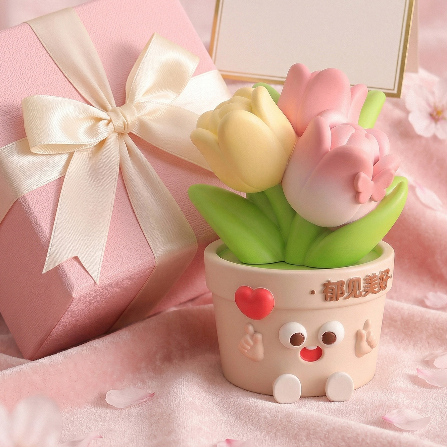 创意郁金香摆件办公室桌面工位解压治愈系母亲节送妈妈生日礼物女