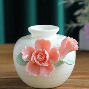 饰 手工迷你小花瓶花器陶瓷摆件干花插水培客厅书房书架办公桌面装