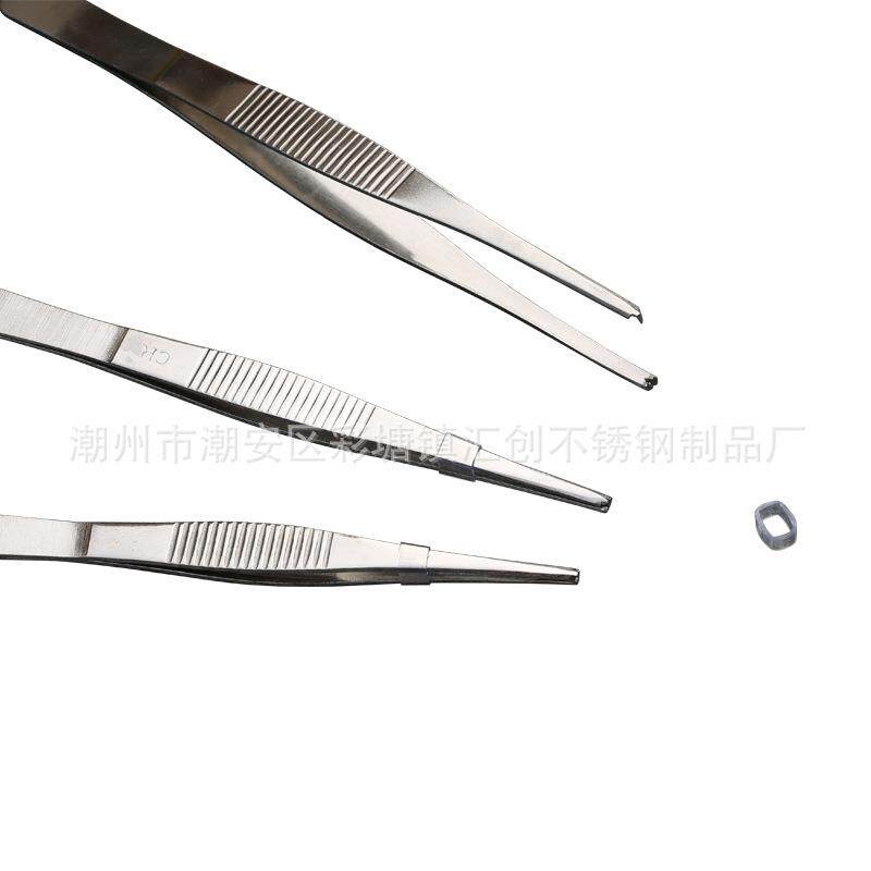组织镊子不锈钢有齿钩镊子带钩敷料镊眼科镊12/14/16/18/20/25cm