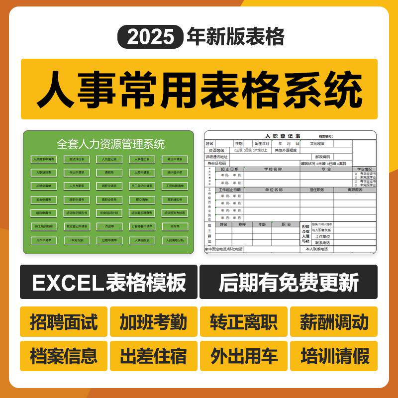 2025新人力资源excel表刻录盘个性化服务