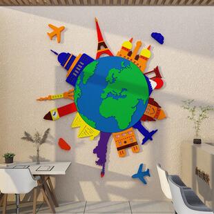 旅行社门店墙面装饰旅游公司前台背景形象文化墙民宿房间布置挂画