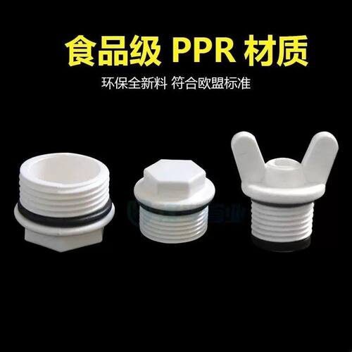 PPR外牙塑料管堵ppr4分外丝堵头20 25 6分丝堵管帽水管配件带皮圈
