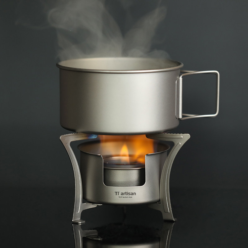 Tiartisan户外纯钛柴火炉酒精炉多功能烧烤炉子野营野炊便携炉具