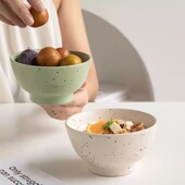 哑光北欧轻奢餐具套装 小饭碗陶瓷碗家用2025新款 两个装 泼墨个性