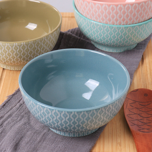 慈母龙陶瓷碗家用一人一个面碗高颜值好看的碗加厚高脚防烫汤碗