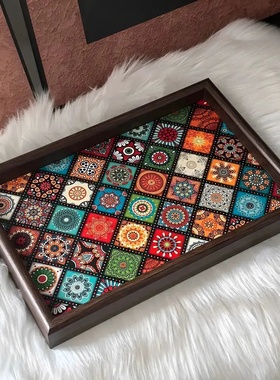 高档复古茶盘胡桃木首饰长方形