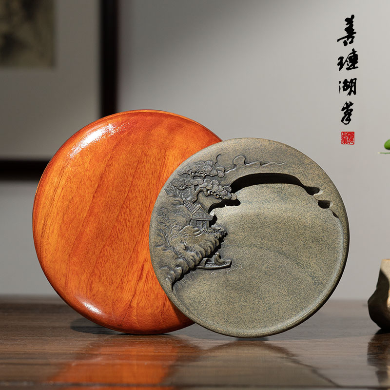 精品善琏湖笔砚台非遗研墨天然原石研磨磨墨防干砚台书法原石歙砚