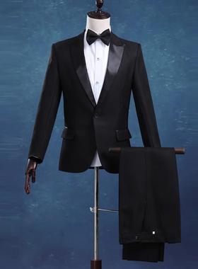男士艺考服装演出服套装黑色伴郎团礼服男西服大合唱表演修身西装
