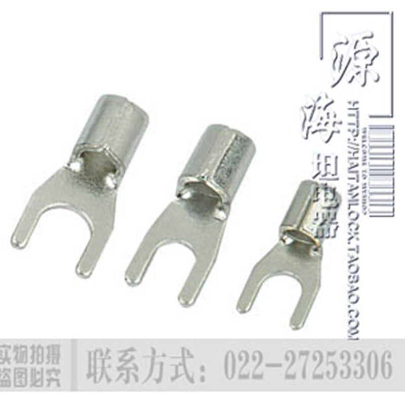 UT4-5 冷压接线端子 叉口接线端头线耳  黄铜线鼻子1000只0.7厚