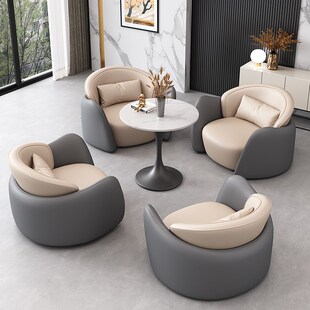 轻奢现代售楼处售楼部谈判一桌4椅小圆桌洽谈桌接待洽谈桌椅组合