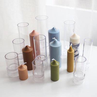 现货连体尖顶亚克力圆柱蜡烛模具 教堂头塑料磨具渐层透亮易脱模