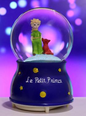 小王子音乐盒情人节婚庆摆件可爱女生水晶球八音乐盒学生创意礼品