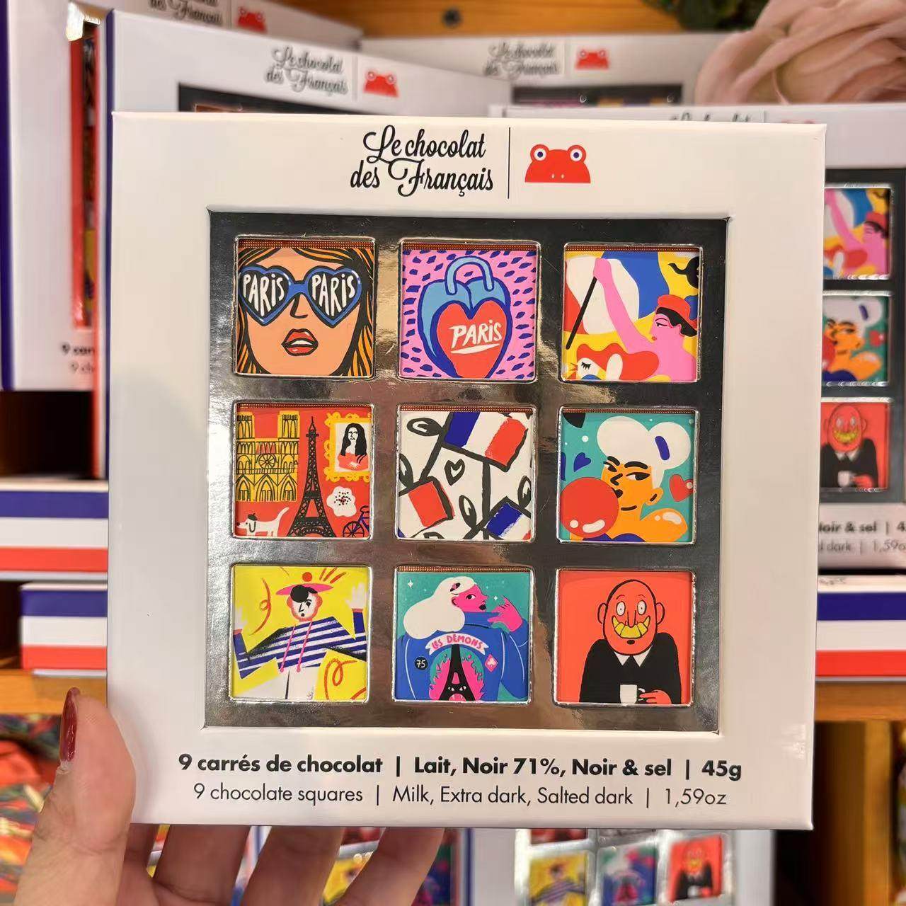 ole超市法国Le chocolat desfrancais趣味经典巧克力制品9片装45g