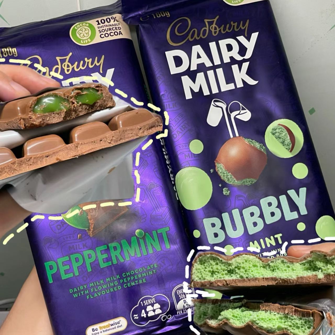 三件包直邮 Cadbury 吉百利夹心巧克力牛奶薄荷焦糖杏仁榛子180g