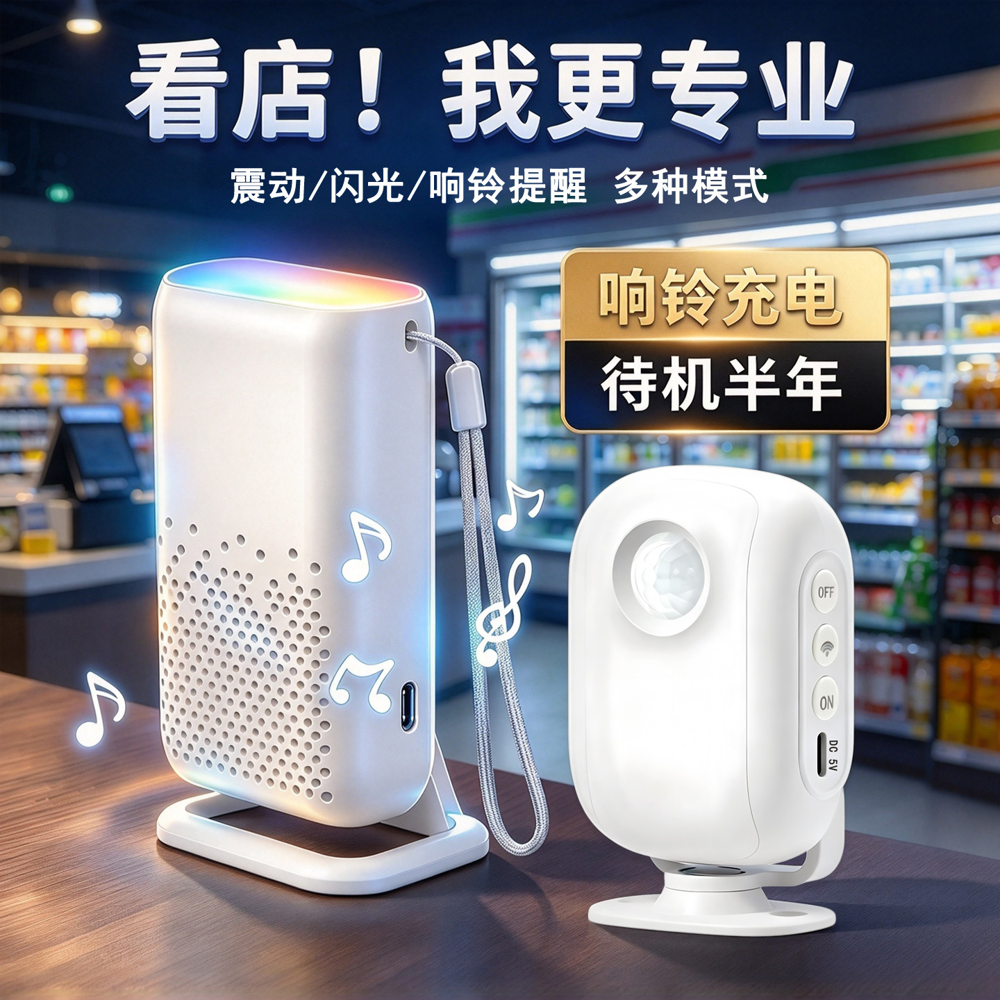 欢迎光临进门感应器分体式感应门铃迎宾器店铺进门提示防盗报警器
