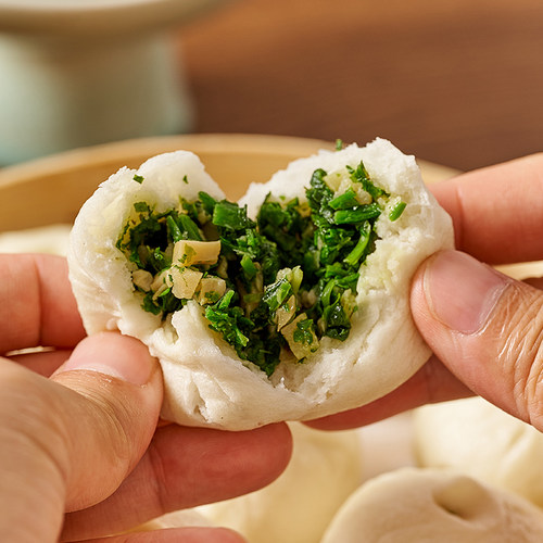 素派荠菜笋丁老面小笼包纯素