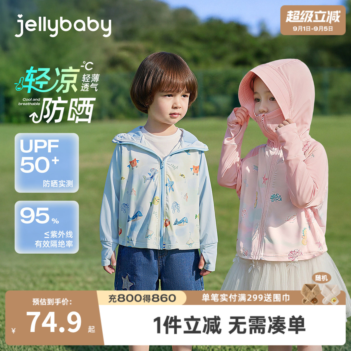 jellybaby儿童防晒衣UPF50+图片