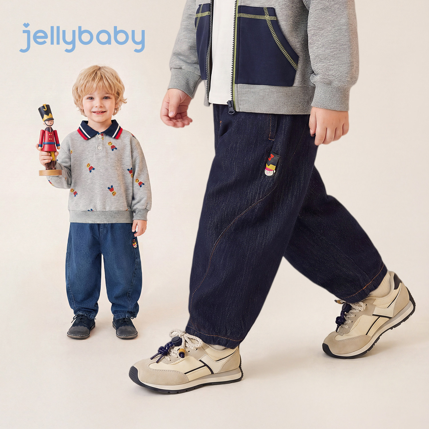 jellybaby男童牛仔萝卜裤秋季