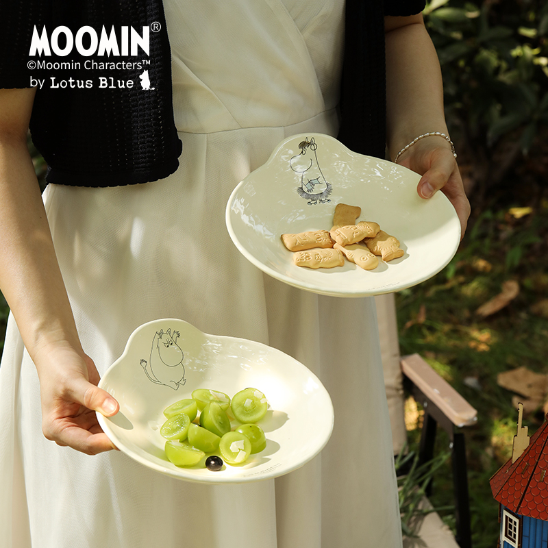 moomin圆形陶瓷盘手把盘家用餐具