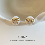 新爆款 气质百搭耳钉蝴蝶结时尚 耳环精致轻奢高级感女士纯银针耳饰