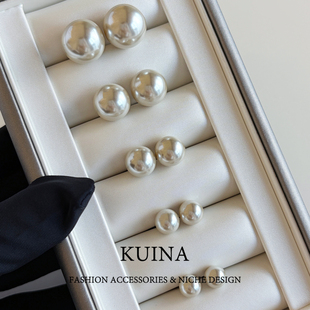 999纯银针施家澳白海水珍珠耳钉女养耳洞耳环新款 轻奢高级感耳饰