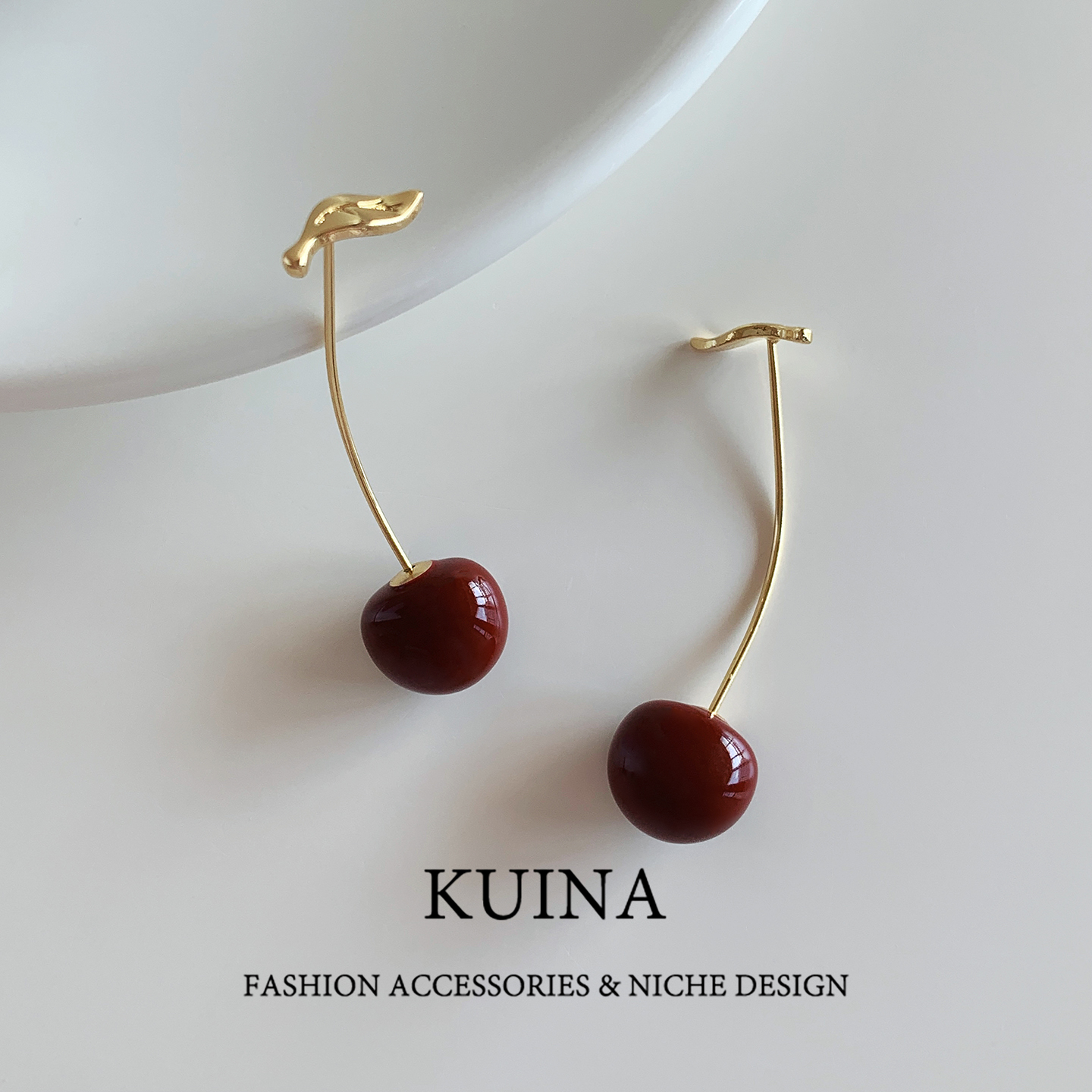 小众独特漂亮樱桃耳坠耳环女