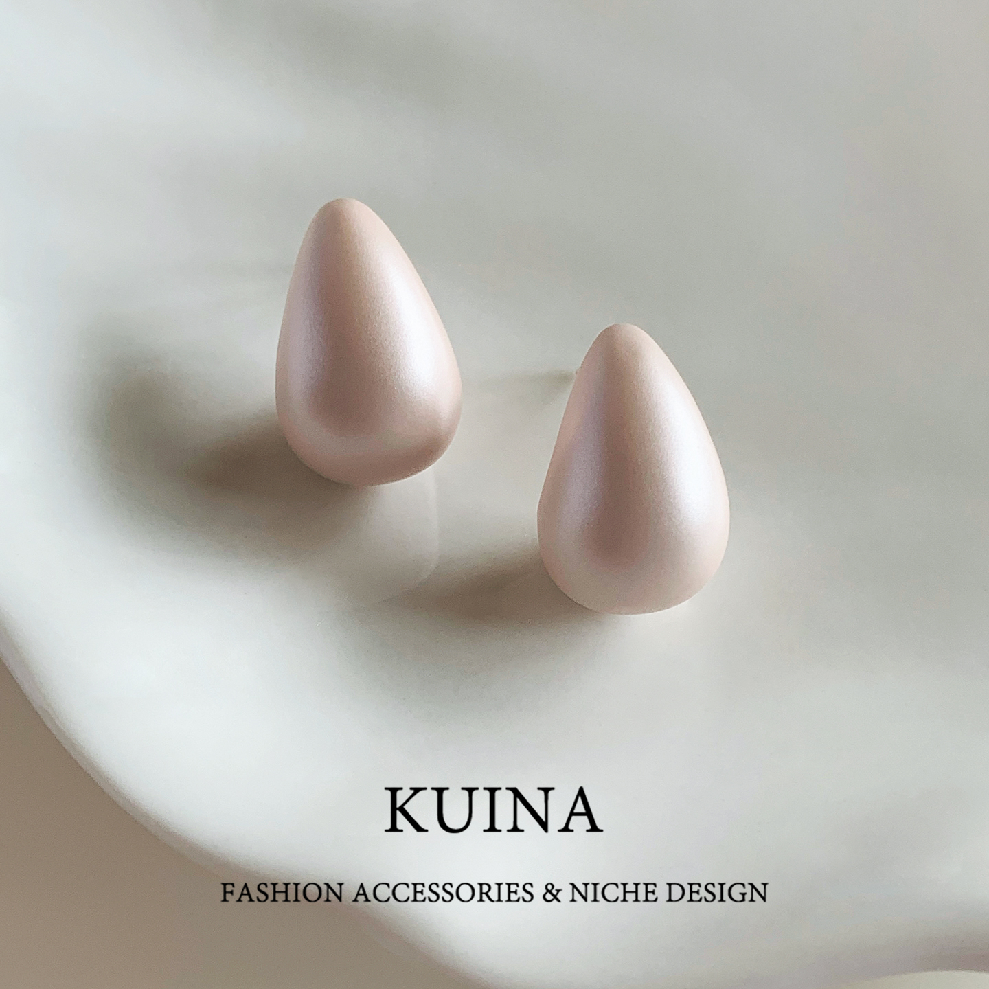 高级感粉色珐琅水滴耳环纯银针耳钉女士小众设计感简约百搭耳饰品