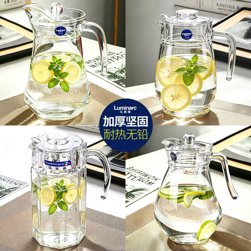 乐美雅耐高温大容量玻璃冷水壶扎壶耐热八角壶家用凉水壶鸭嘴壶