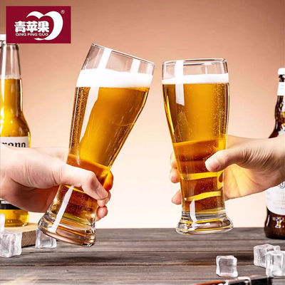 青苹果玻璃啤酒杯子大容量超大高颜值家用扎啤杯小