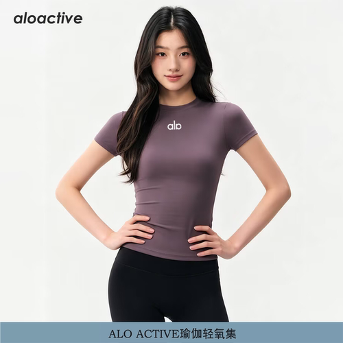 aloactive瑜伽T恤女透气显瘦短袖