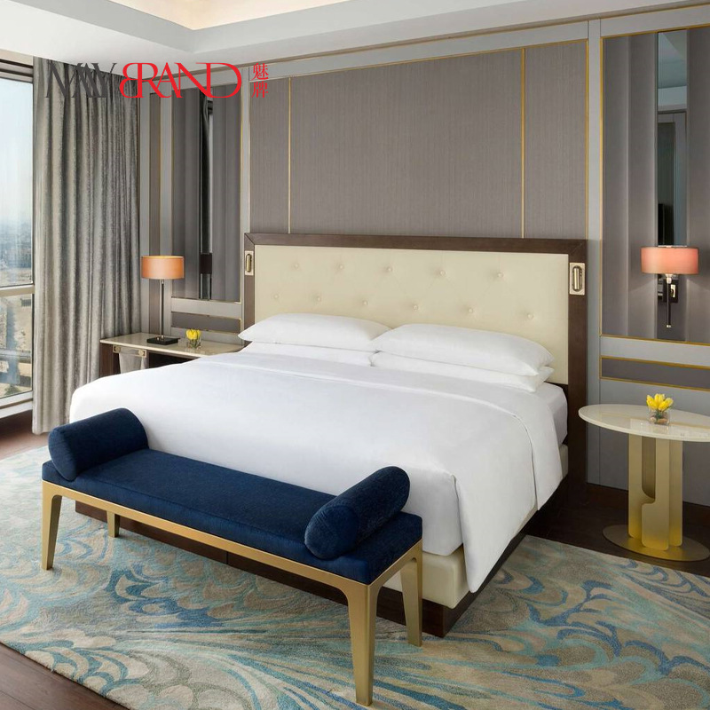 酒店宾馆家具现代简约标间连锁快捷酒店客房床电视柜沙发全屋定