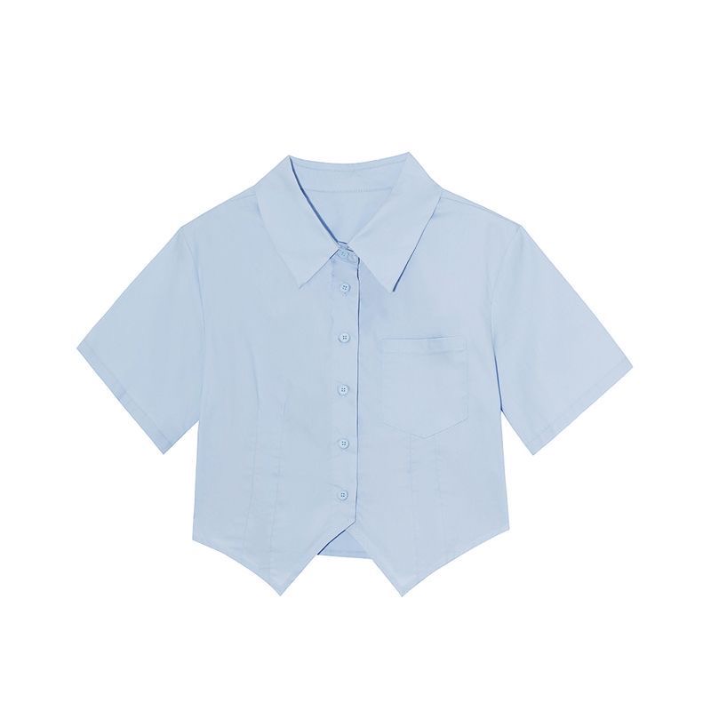 JK uniform white shirt female 2025 summer Short sleeve shirt Close your waist have cash less than that is registered in the accounts tops Academic atmosphere coverall suit