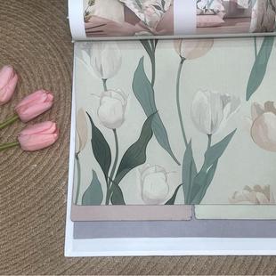 复古遮光窗帘郁金香窗帘 全遮光印花窗帘美式