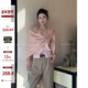 姜雯JIANGWEN温柔氛围感粉色马海毛斗篷披肩毛衣女外搭高级感秋冬