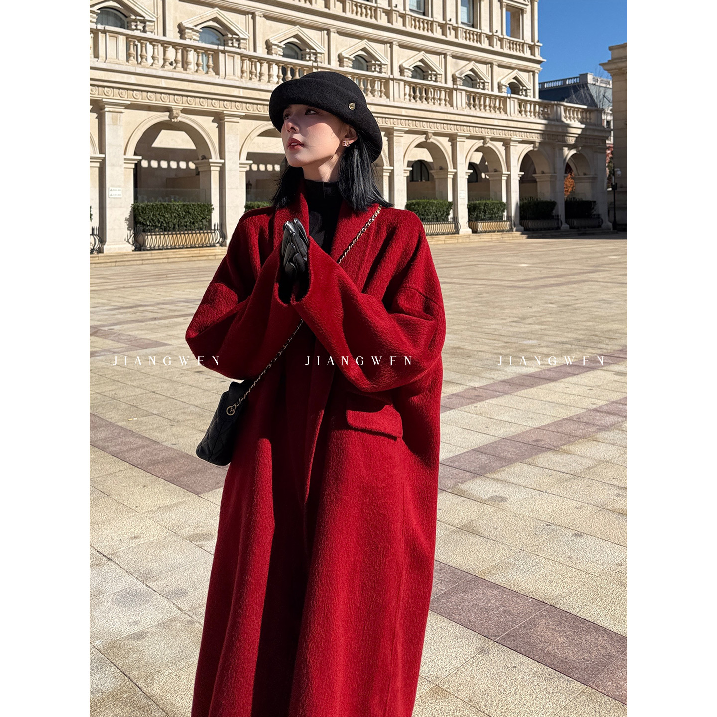 姜雯纯羊毛气质双面毛呢外套女