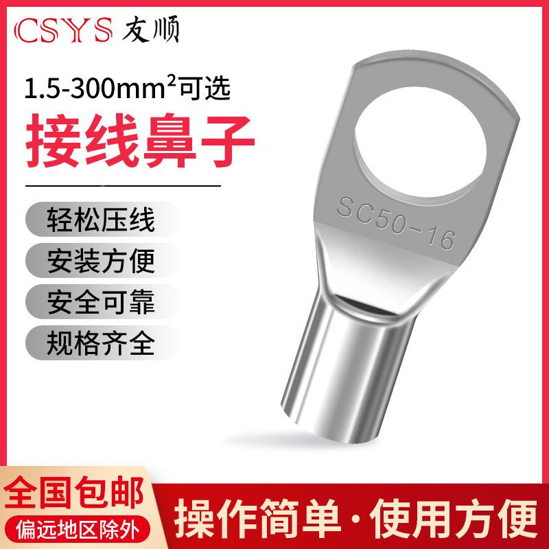 S窥口铜线鼻SC16-10SC1-1C0（1只00）紫铜接线6端子镀锡铜鼻子铜
