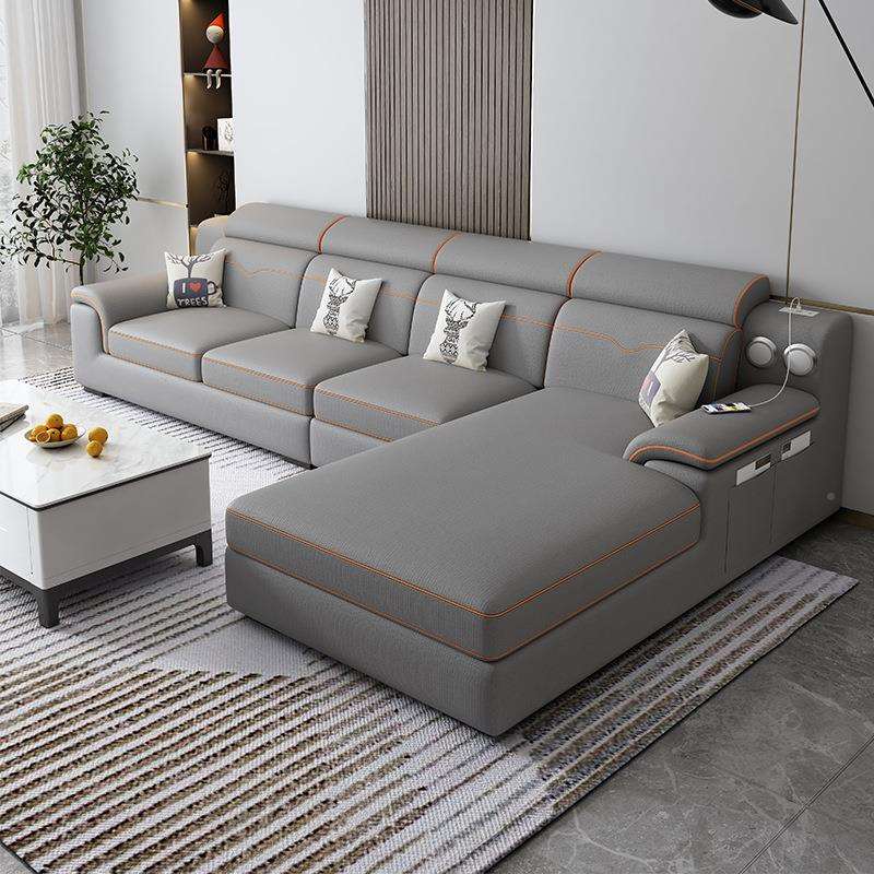 小户型约科技布贵妃沙发现代棉家用转角客厅家具055麻简布艺沙发