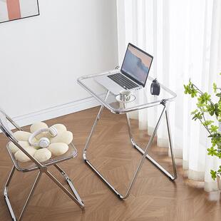 家用亚克力小书办桌透折脑叠公桌子女生卧室房间床明新HZTC205品