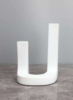 代约创意U形0027白色树脂花简器样现板房办公室瓶家居客厅装饰花