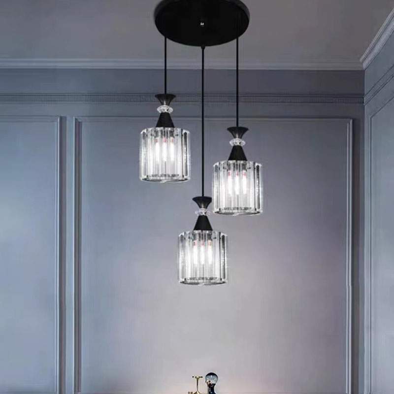 9U餐厅吊灯三头饭厅灯圆形现代简约家用轻奢水晶餐桌餐吊灯具新款