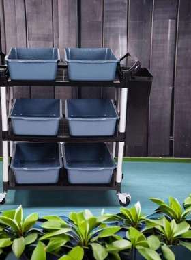 酒餐厅上菜推加车多功能厚餐车三层移动推车收碗饭店店RG187856塑