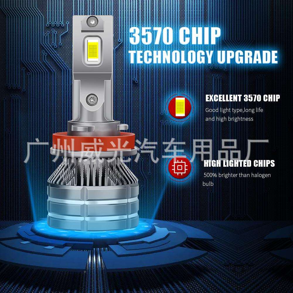 汽车大h49005灯h4前照55W高亮3570灯珠汽1车改装9005灯H7H灯1灯泡