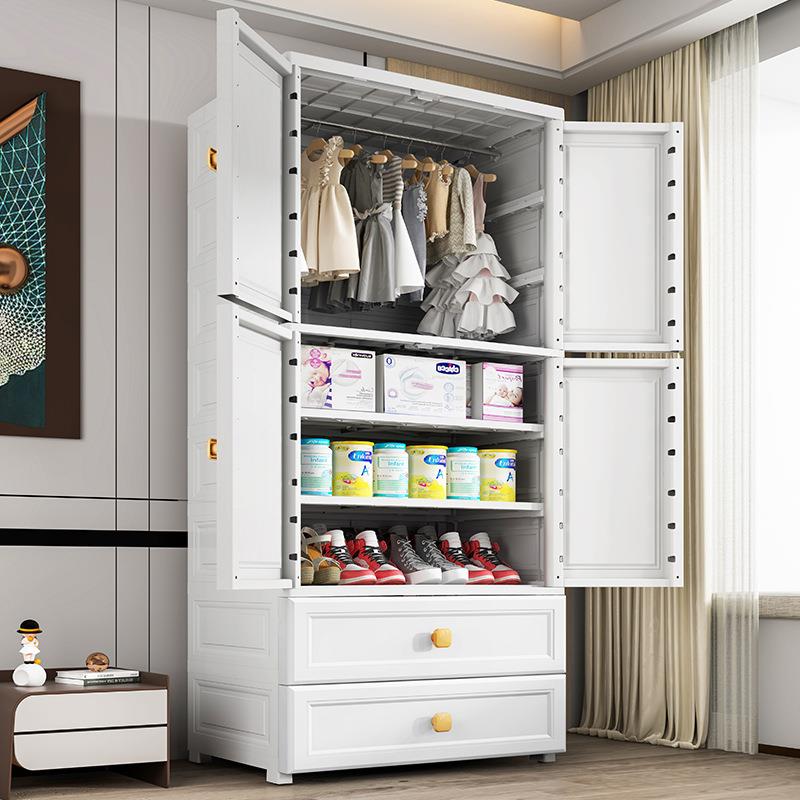 70宽度白色开纳门收柜婴ITC儿童衣挂衣柜式隔层式储物柜抽屉柜子