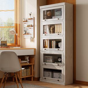 JLD345*书书柜储童物柜一体整墙带柜门家用客落地儿防尘厅实木架