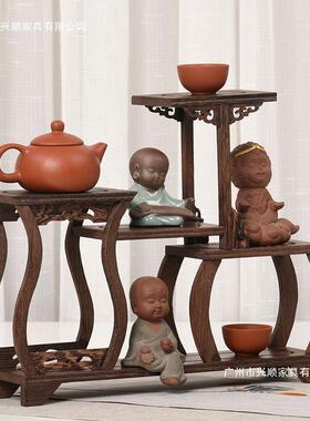 小型实木鸡翅木梅花古博架中摆台收纳架CD0149式多宝件置物架茶具