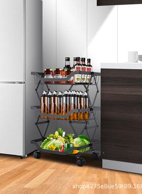 厨房推置物架落地果蔬置物8.001.00小家用多纳层夹缝厨房用品折叠