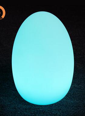 发光le防d蛋形小OFQ夜灯充电遥控卧室客厅酒餐店厅酒吧磨桌灯水耐