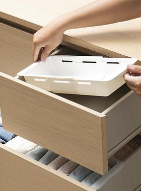 I9边S抽屉8061伸缩篮置物架塑料家用悬挂K抽屉盒缘收纳内置储物整