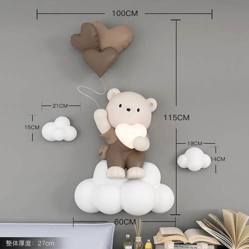 熊入户关壁挂客玄JFW装饰画沙发墙餐立厅儿童房卧室厅床头3d体灯