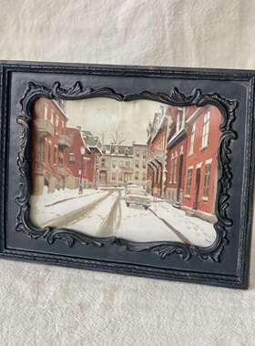 中古黑色画框7合片寸树脂相框台摆欧ZXW164A-式复古雕花照墙组挂